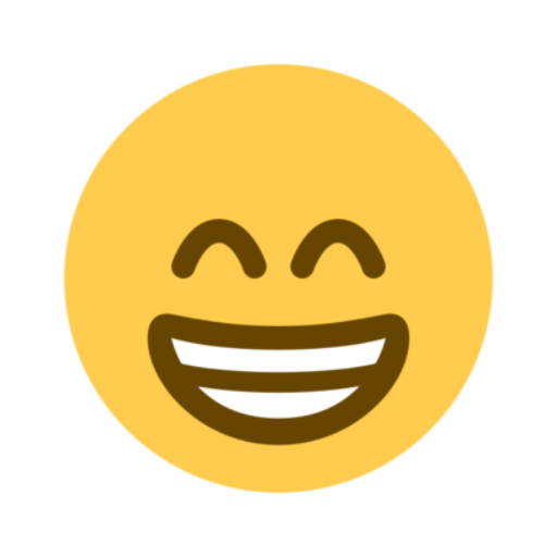 😁, Emoji Rosto radiante com olhos sorridentes twitter
