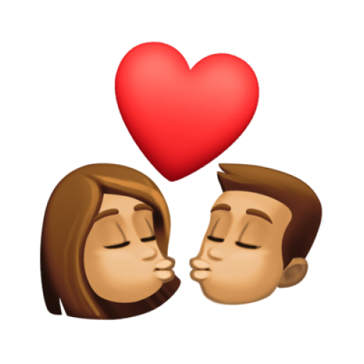 👩🏽‍ ️‍💋‍👨🏽 Emoji Beijo Mulher Homem e Pele Morena - Emojis para Copiar