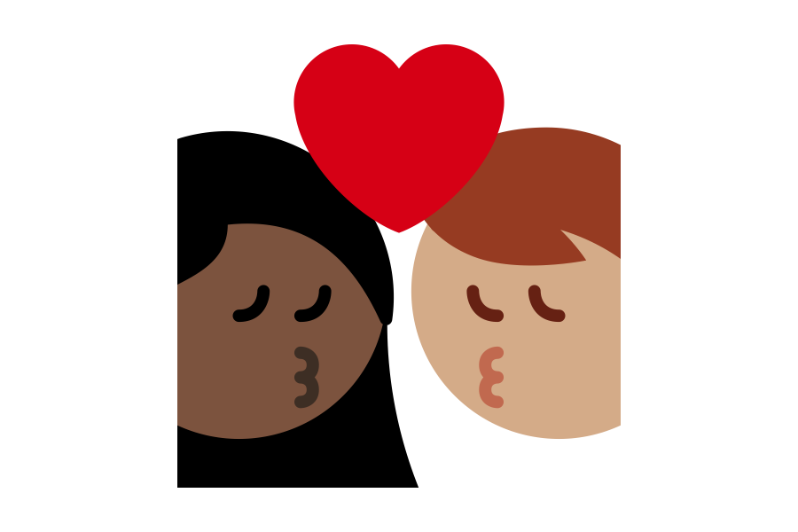 Emoji Beijo Mulher Homem Pele Escura E Pele Morena