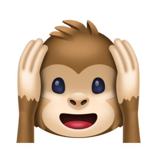Emoji Não Ouça o Mal, macaco tapando os ouvidos